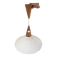 Scandinavian pendant lamp in teak and white metal 70s