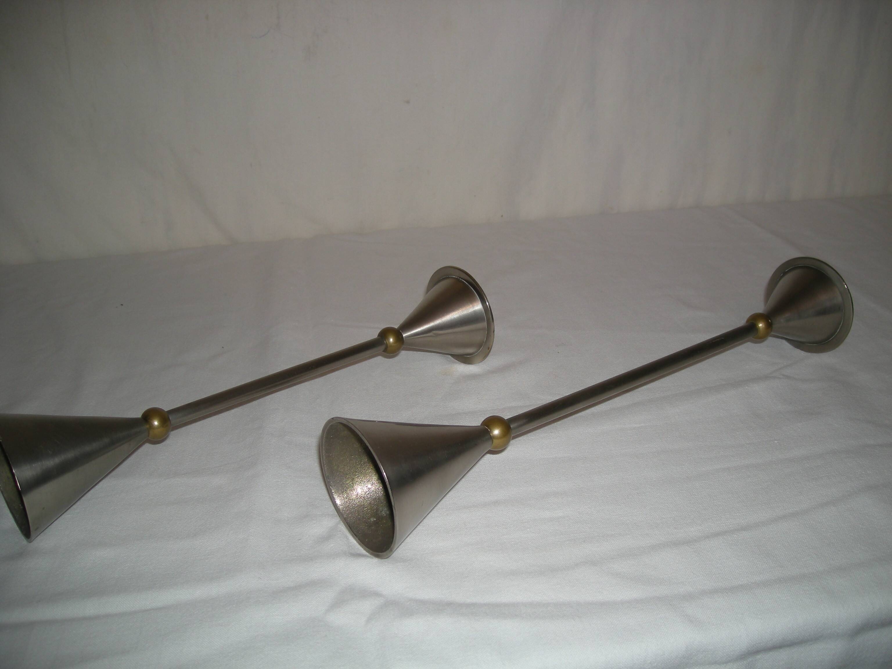 Pair of conical candlesticks