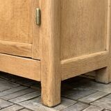 Parisian glass cabinet in solid raw oak, 1950