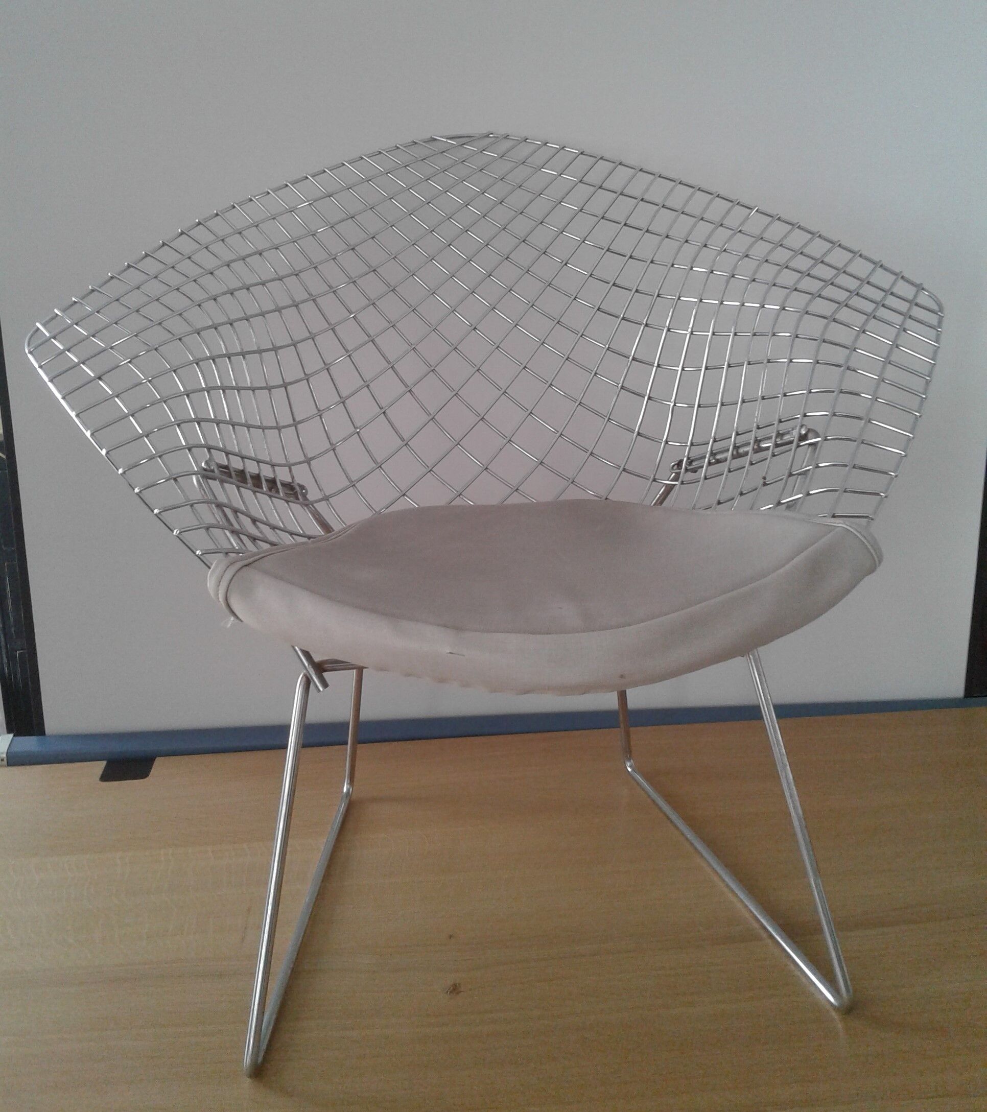 Diamond design chromed metal Chair Harry Bertoia Knoll early 1970s edition
