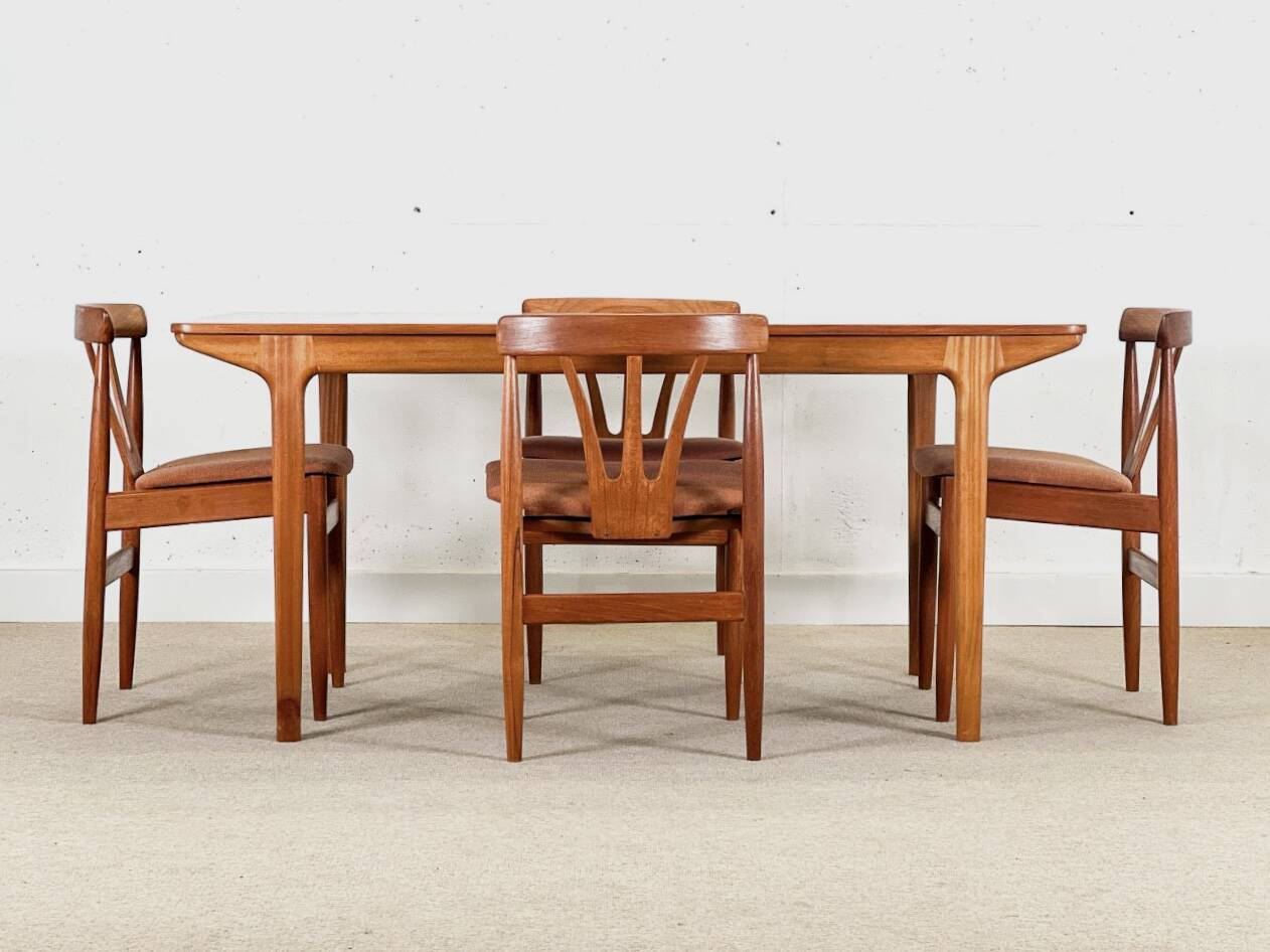 Set of 4 Danish Teak Hollow-Back Dining Chairs (made in the 1960s)