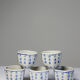 Chinese Qing style tea service porcelain calligraphy "Epitaph" vintage