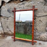 Grand miroir ancien bambou 1940