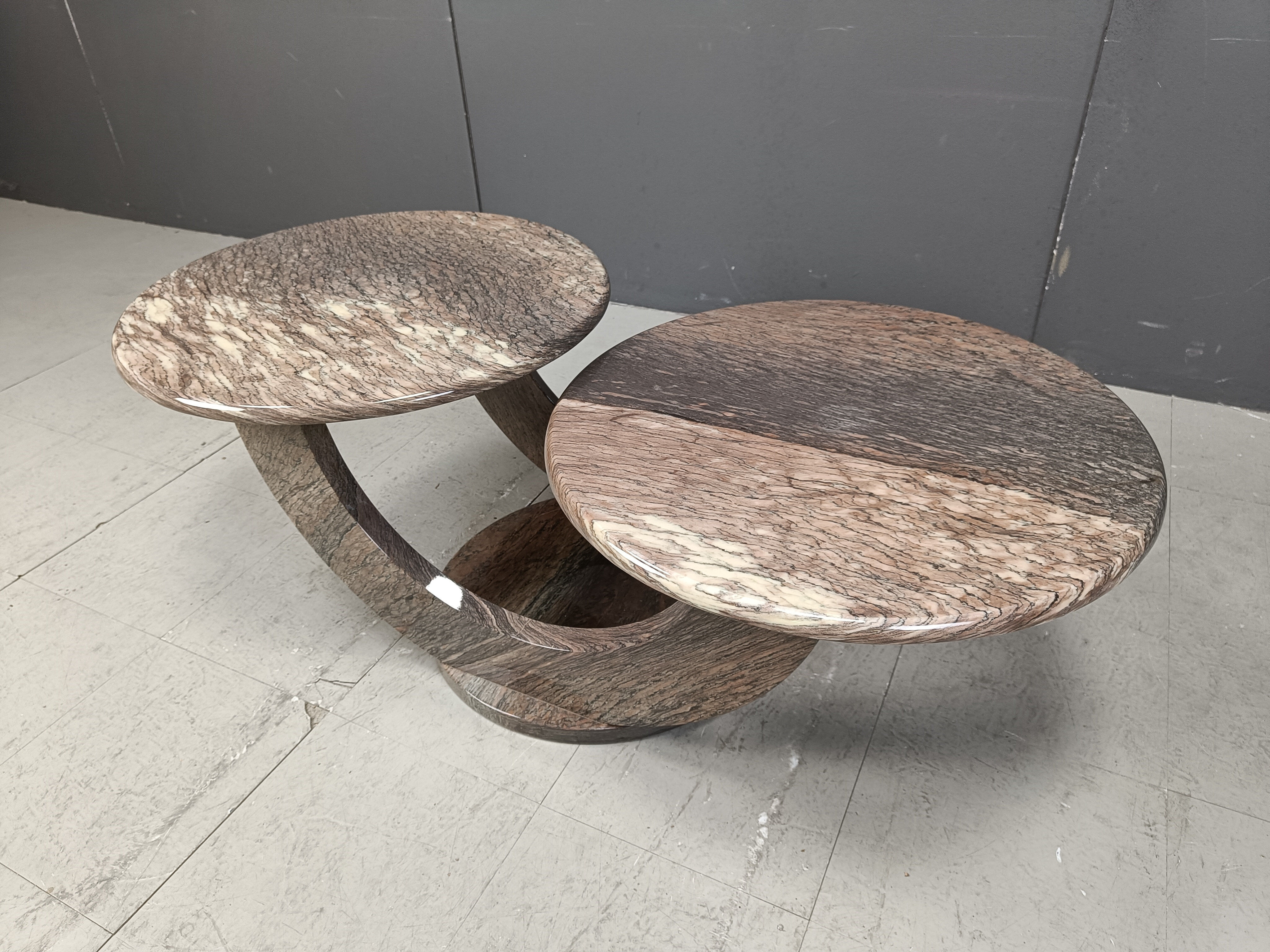 Vintage two tier marble coffee table, 1970s