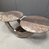 Vintage two tier marble coffee table, 1970s