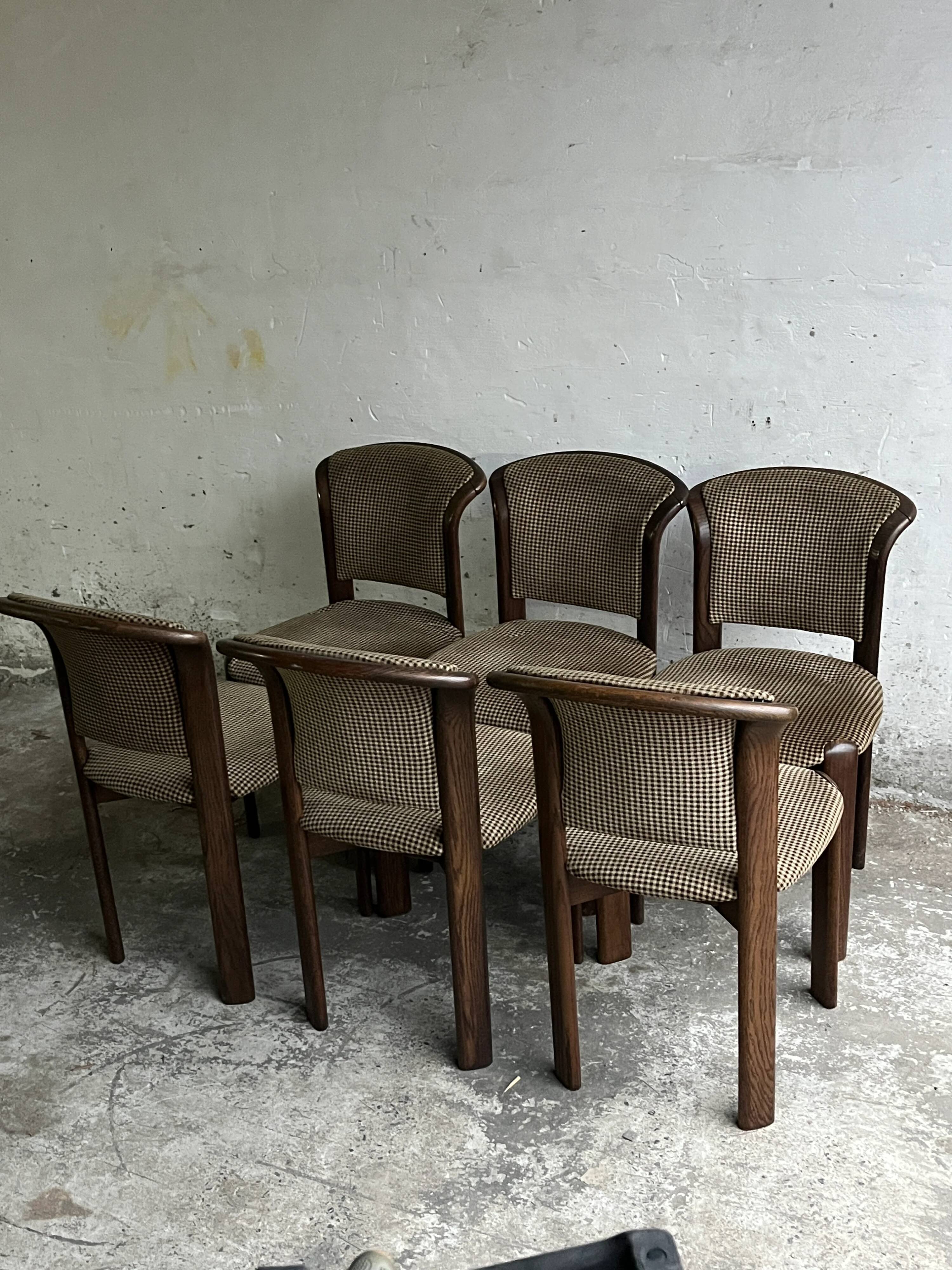 Vintage dining chairs with curved backrest – set of 6