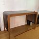 Vintage curved wood and leather desk – 1970s/80s