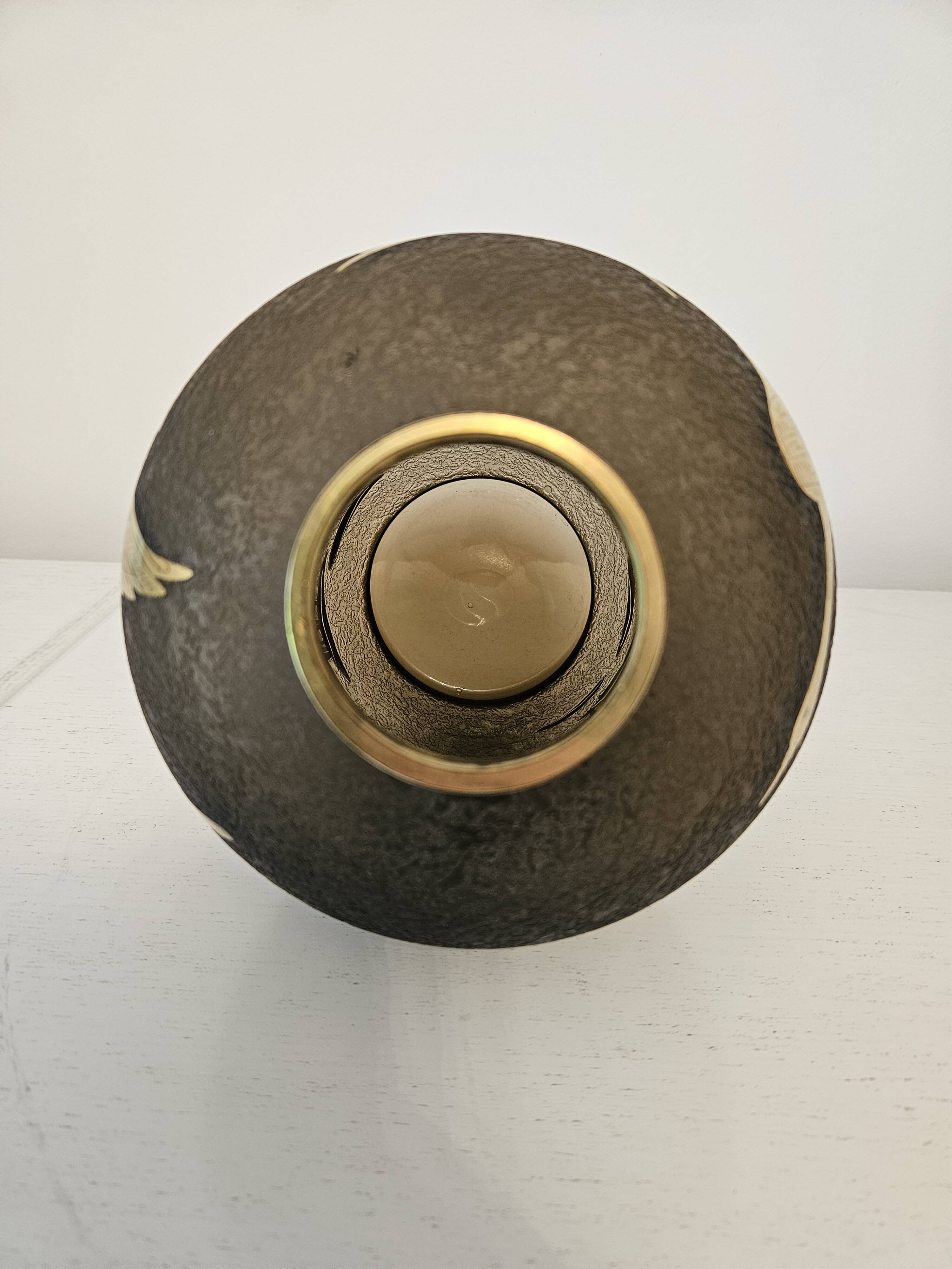 Vintage vase, gilded etched glass, Alfred Taube, Germany, 1960s.
