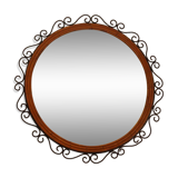Round iron and rattan mirror