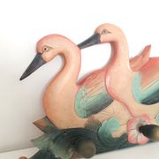 Vintage wall coat rack - Carved wood duck patterns - 1900
