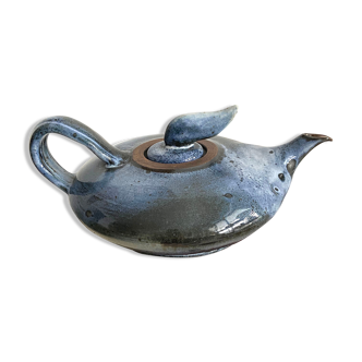 Night blue glazed earth teapot