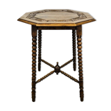 Antique wood carving table with 8 sides