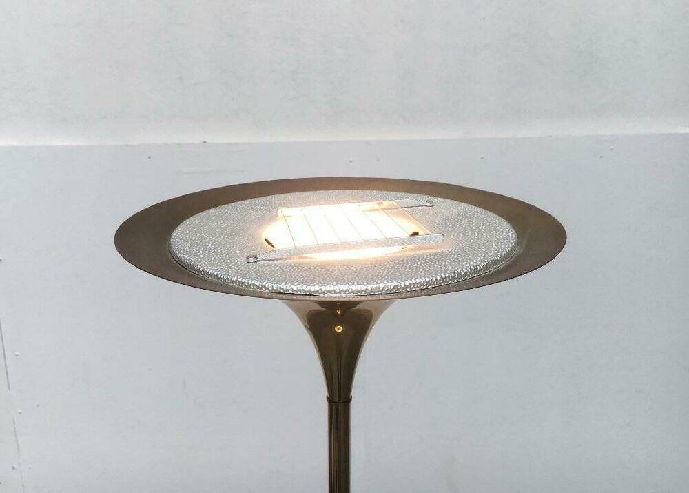 Vintage German floor lamp in Hollywood Regency style made of brass by Doria Leuchten, 1970s.