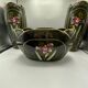 Rare Ensemble Art Nouveau vers 1900 – Céramique émaillée décor iris – Trio