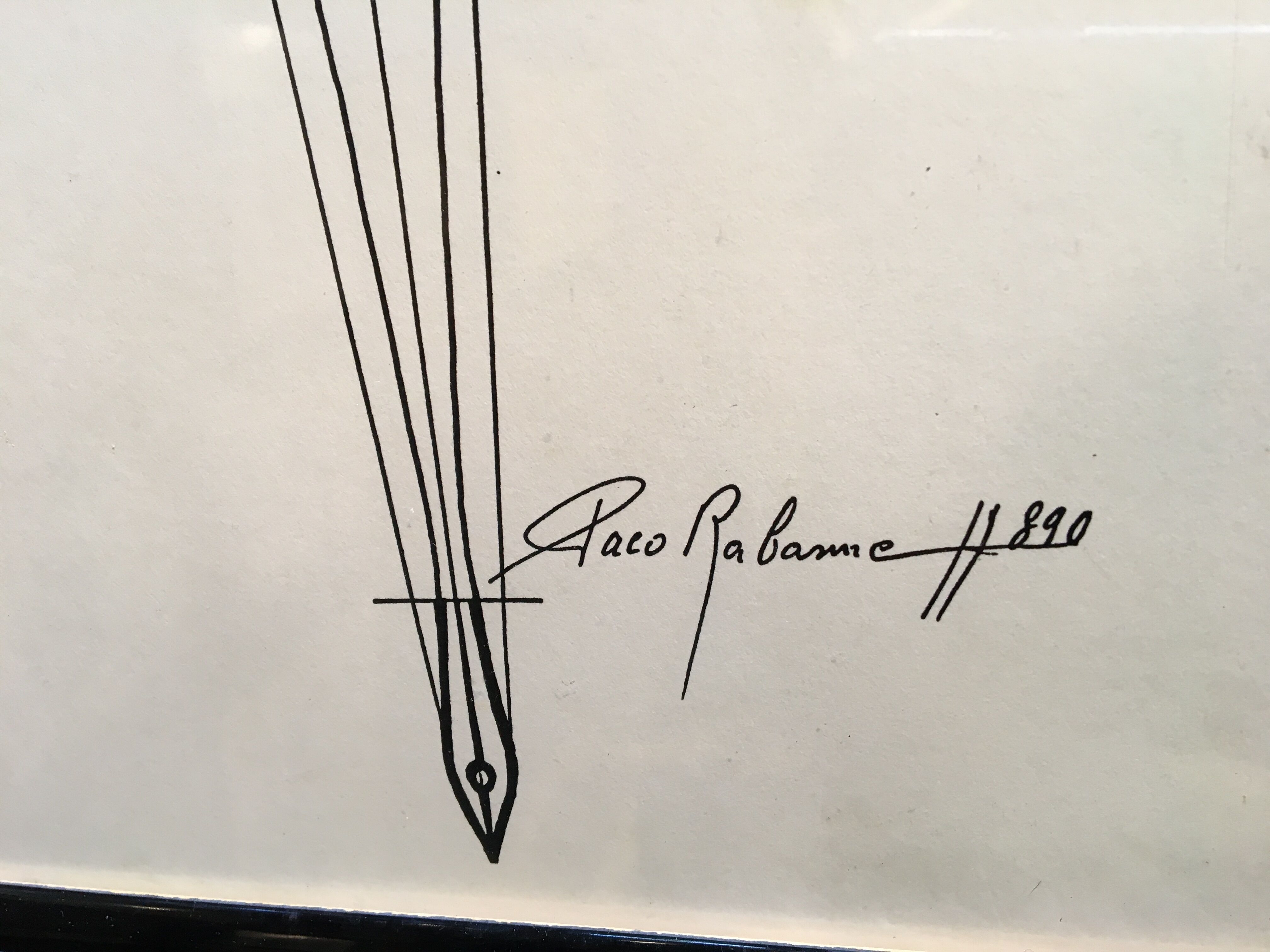 Lot of 2 framed fashion illustrations Paco Rabanne