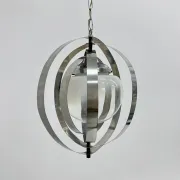 Mid-century glass sphere hanging pendant glass lamp design 1970’s space age Italy