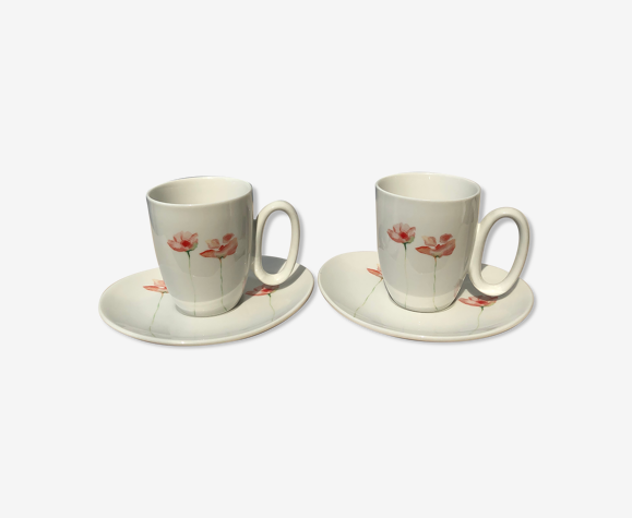 Tasses à café motifs coquelicots