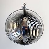 Suspension lune en aluminium chromé Space Age, lampe à lamelles Verner Panton
