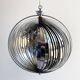 Space Age chrome aluminium moon hanging lamp,  slat lamp