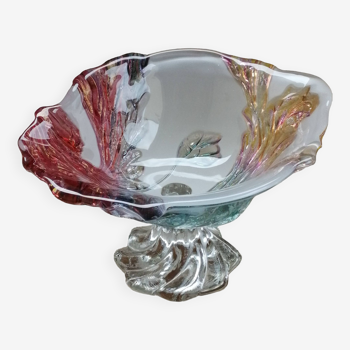 Coupe à fruits en verre avec relief coloré insp. Walther Glas