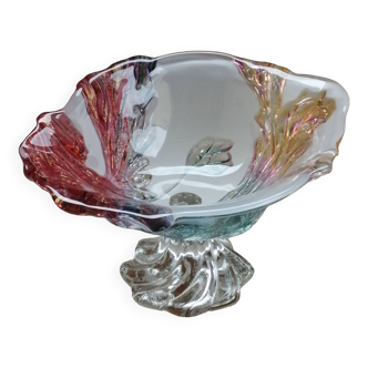 Coupe à fruits en verre avec relief coloré insp. Walther Glas