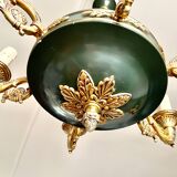 Green and gilded bronze empire chandelier with 6 lights