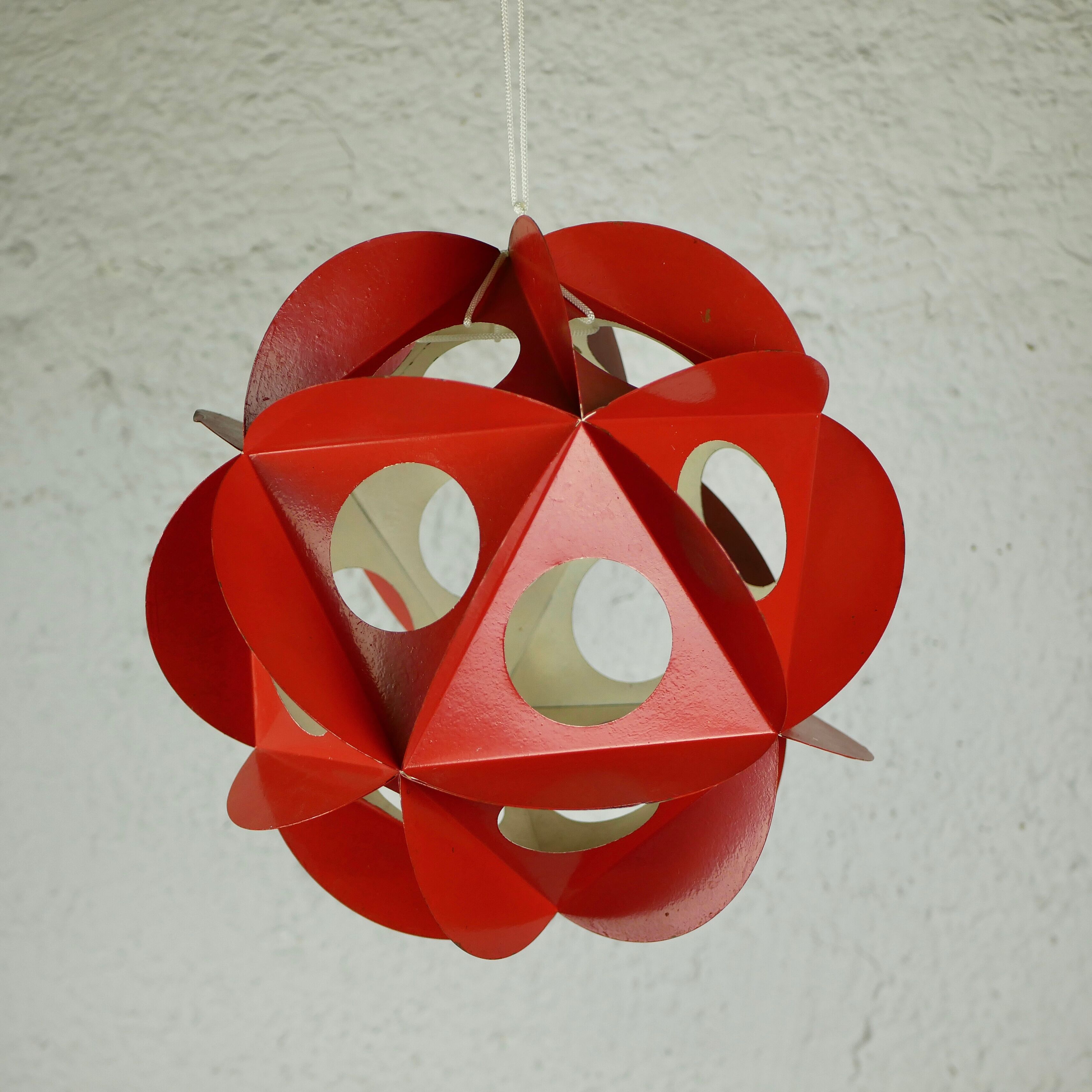 Orange metal origami decoration 70s