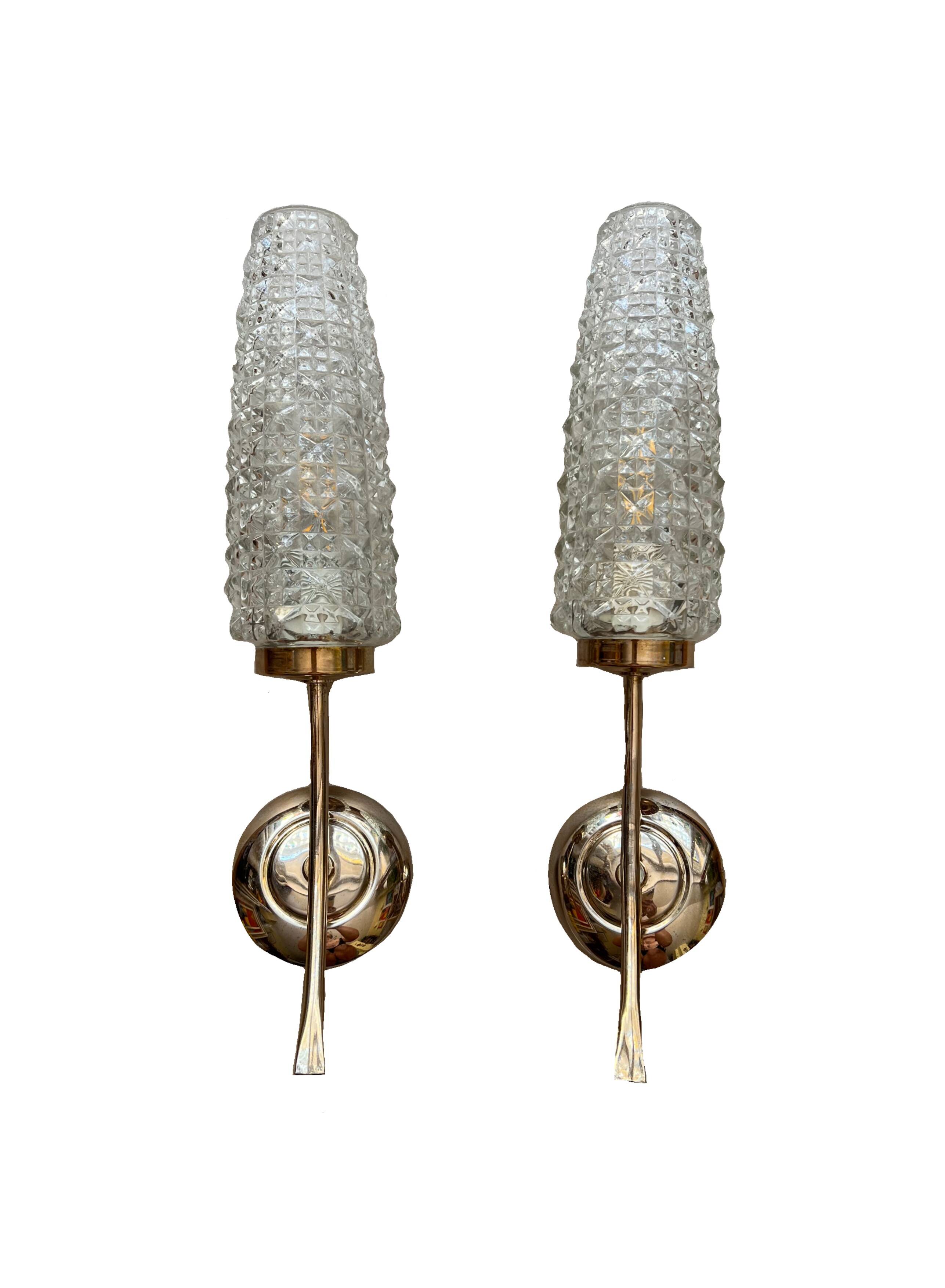 Pair of French mid-century wall lights, 1960s