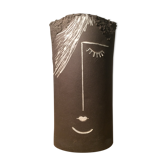 Ceramic vase face, black and white