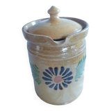 Milk jar / cream & its lid terracotta varnished Savoyard folk art chalet deco collector