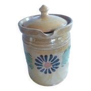 Milk jar / cream & its lid terracotta varnished Savoyard folk art chalet deco collector