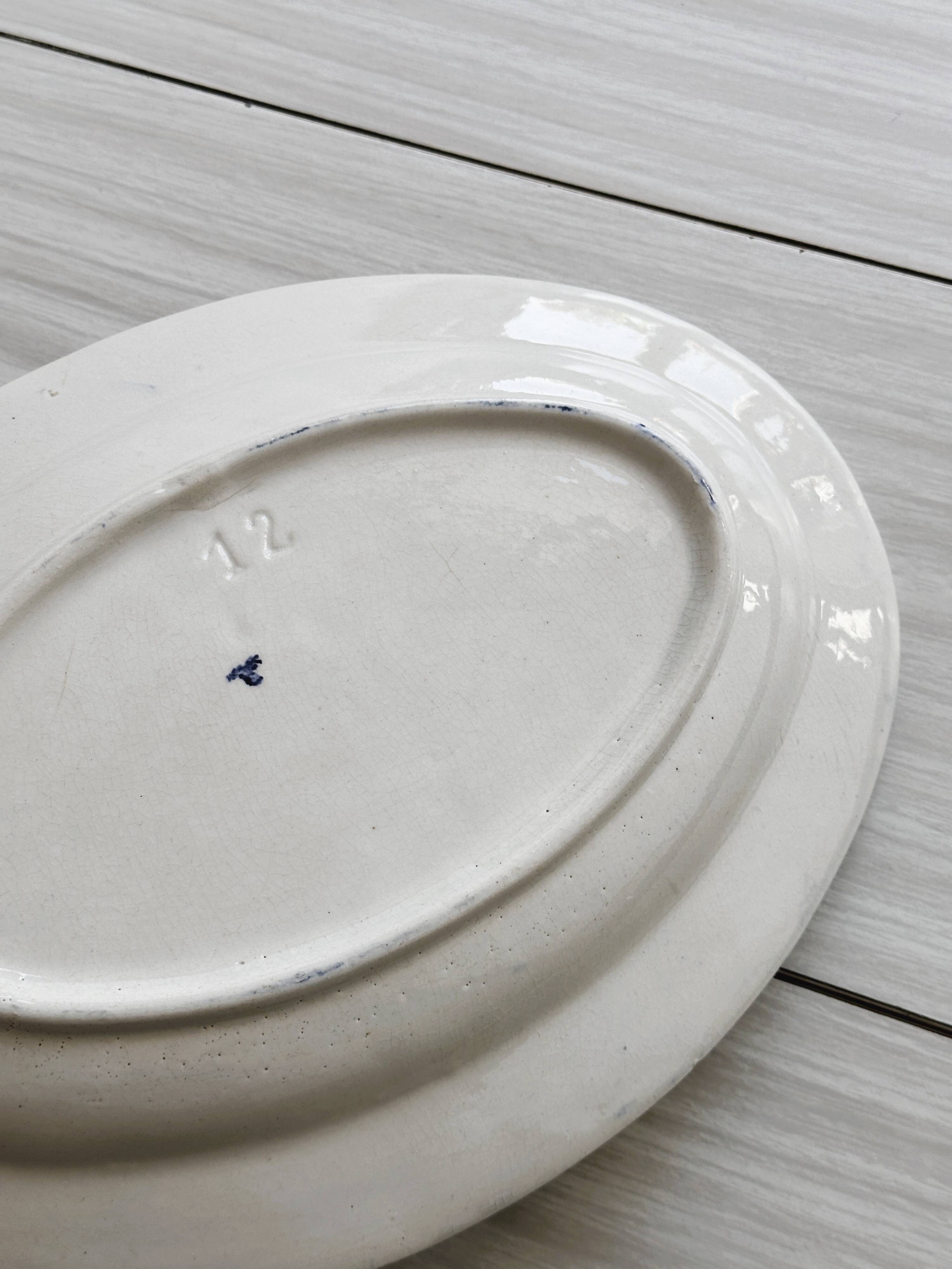Vintage blue and white ceramic oval dish