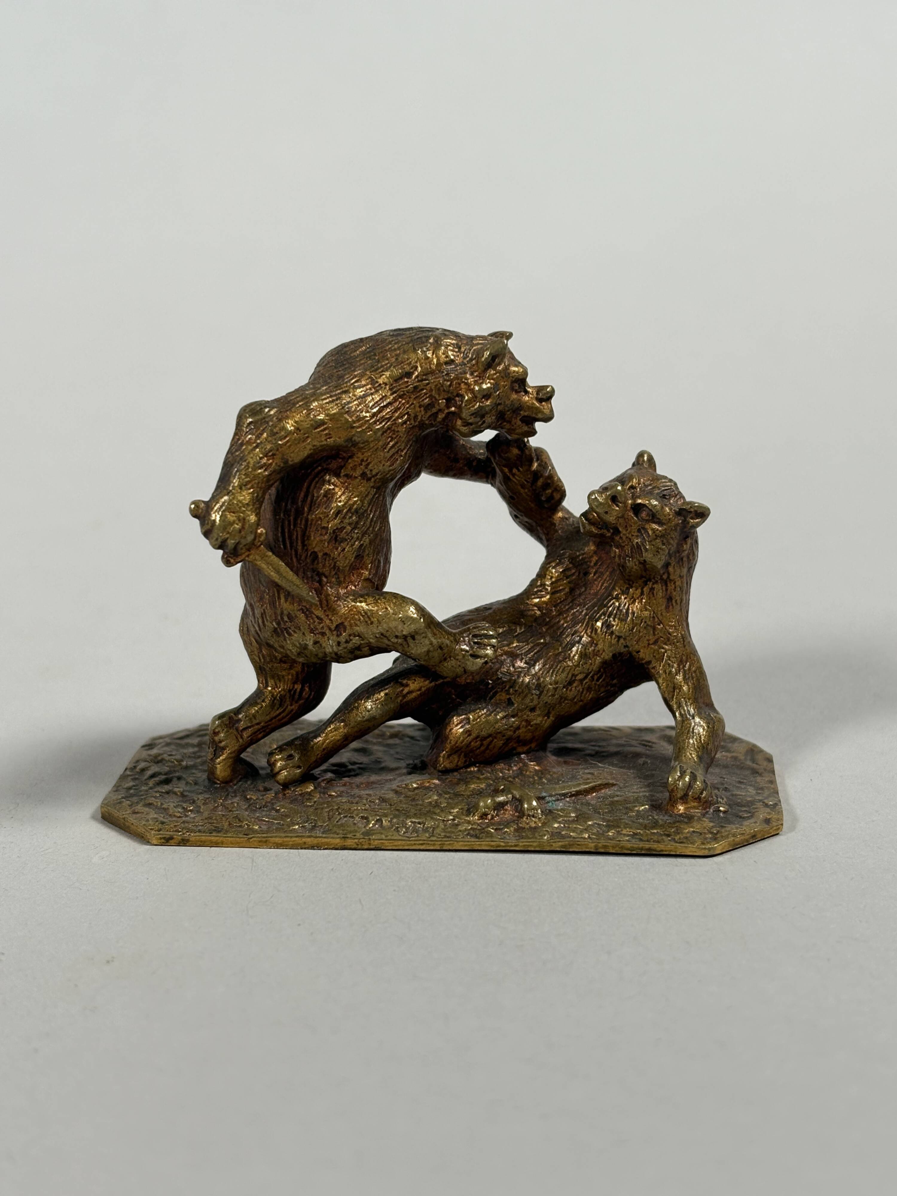 Christophe FRATIN (1801–1864) " Le combat d'ours" sculpture en bronze XIXe
