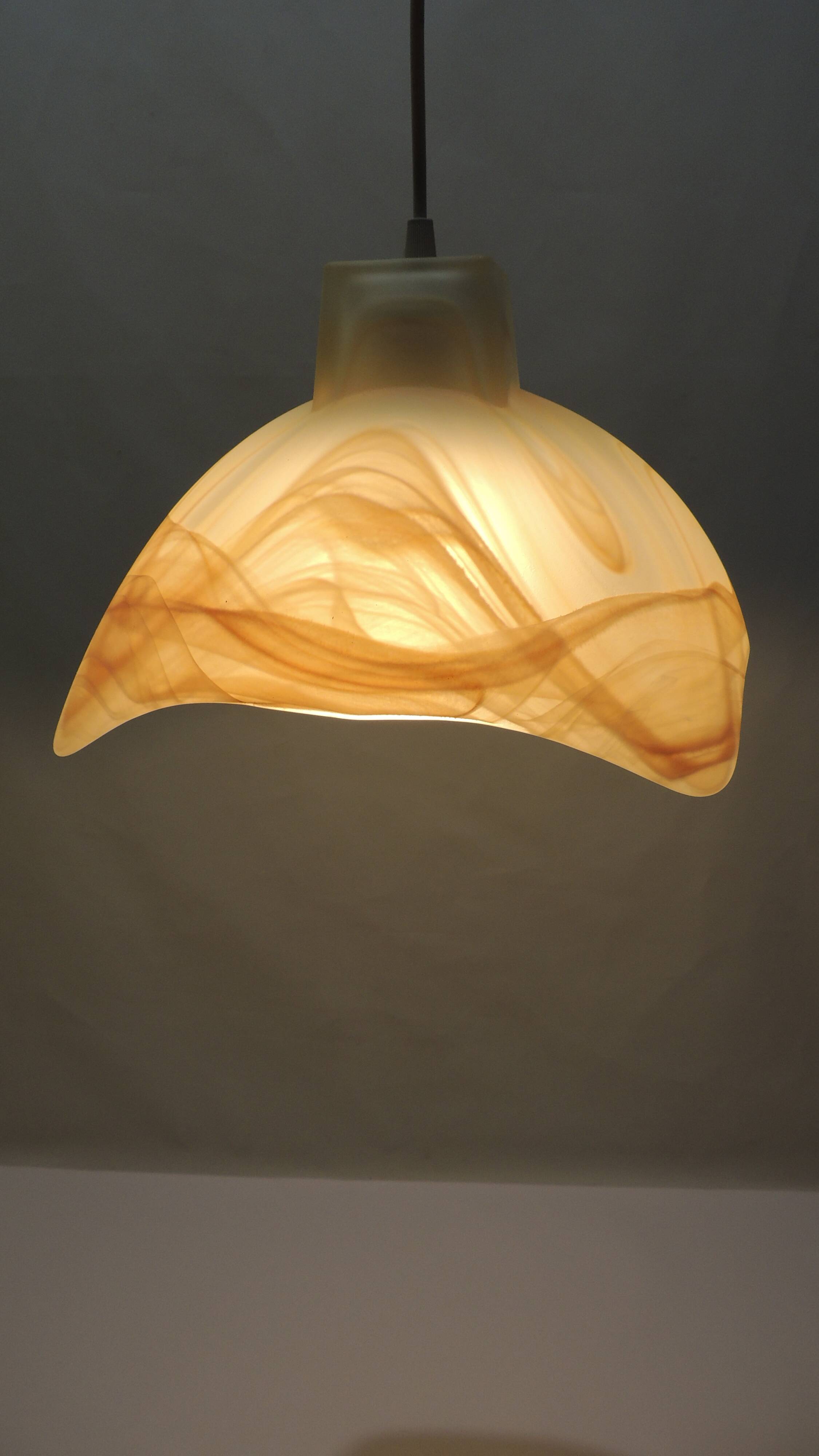 1970s vintage honey marbled glass suspension – retro design light fixture