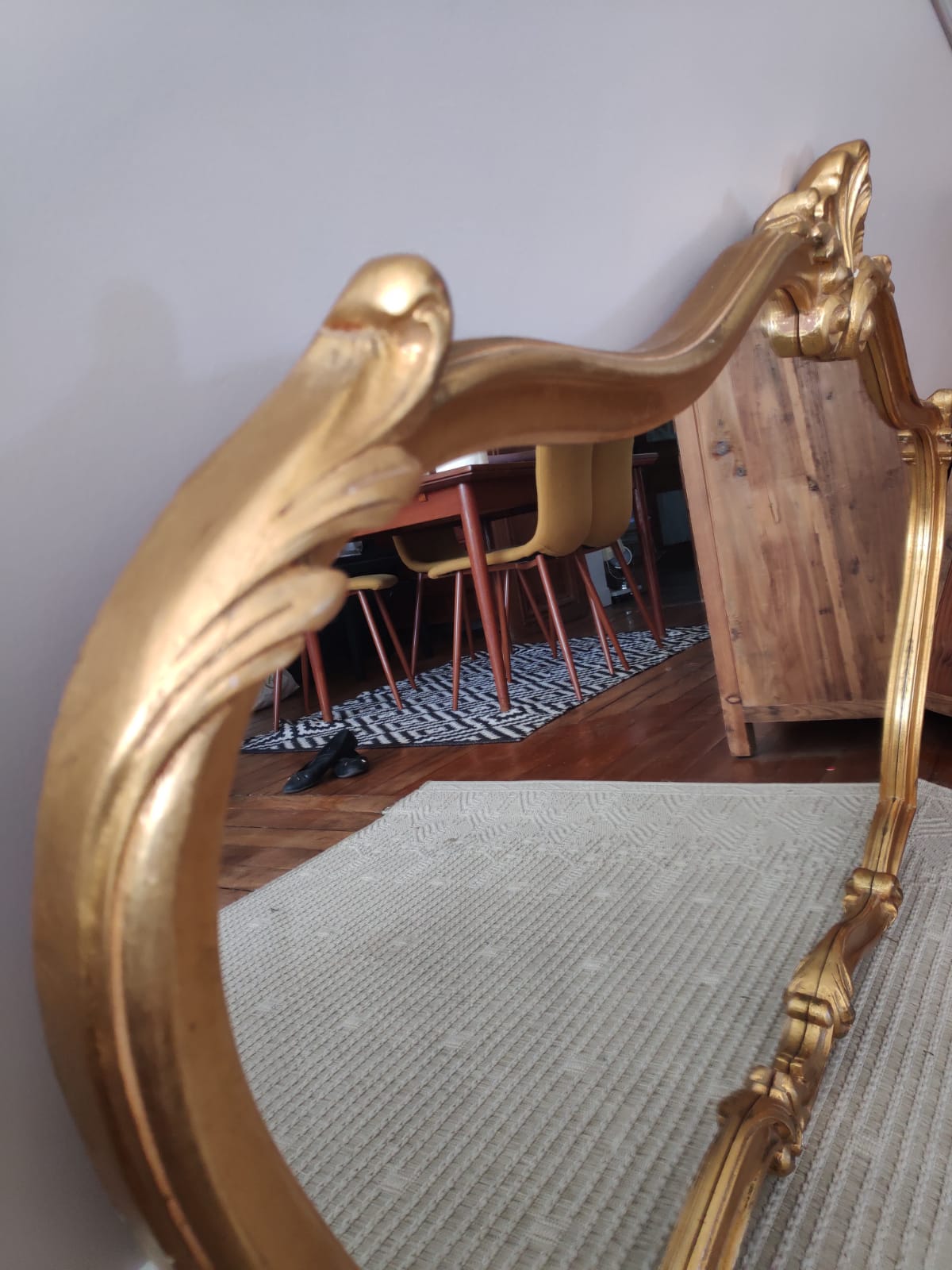 Gold mirror vintage shell 125x78cm