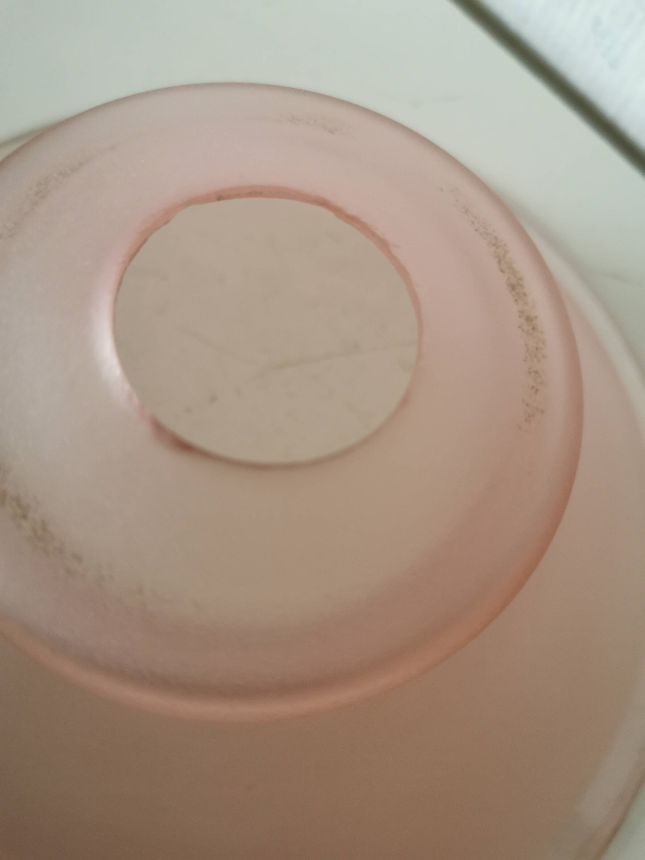 small pink lampshade in pink granite glass from the 50s
