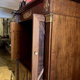 Cabinet, wardrobe or mahogany and ormolu wine bar in French Empire style with four doors.