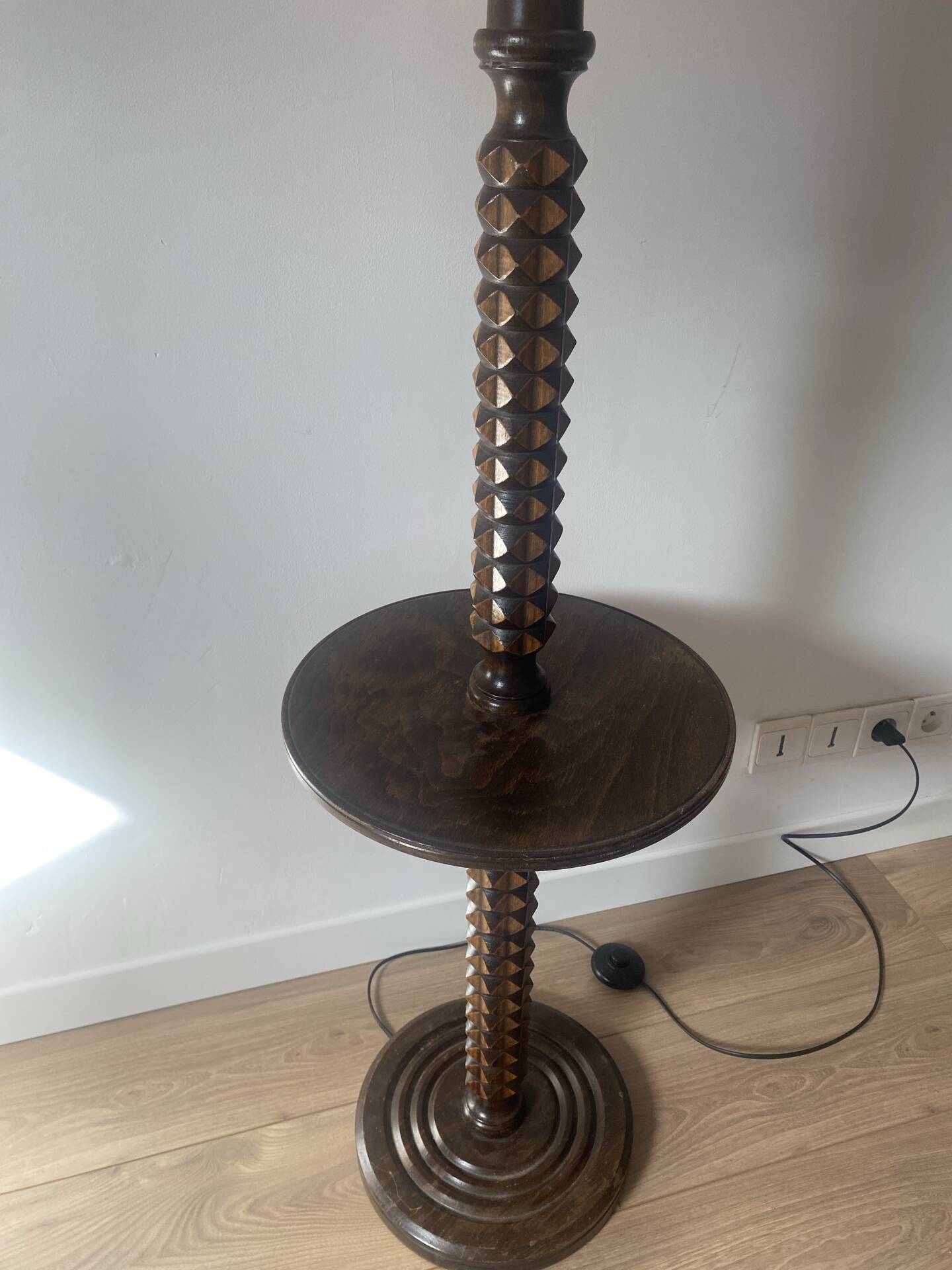Charles Dudouyt solid oak reading lamp