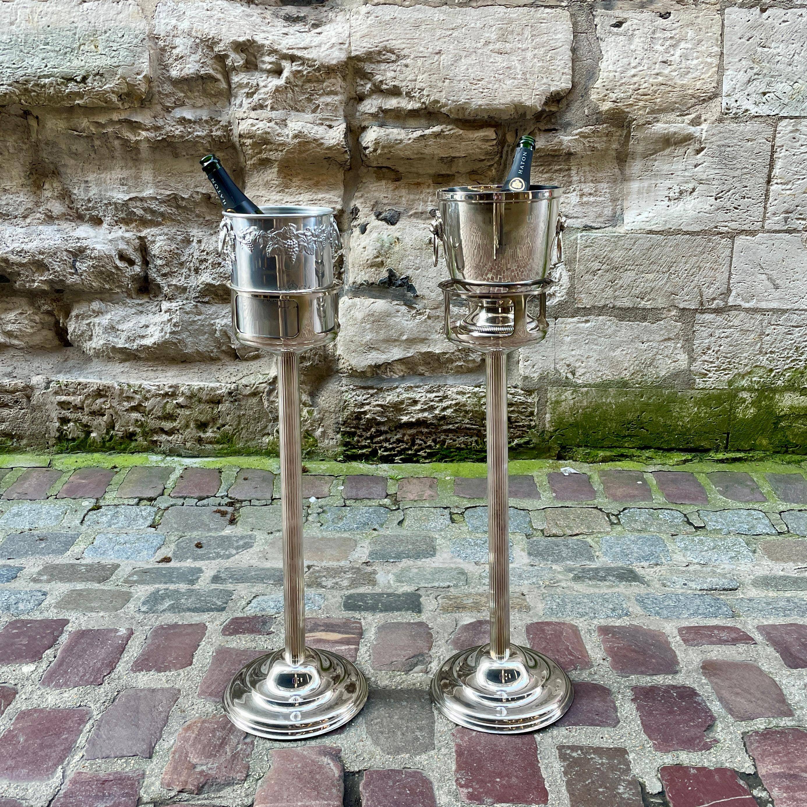 Column for bucket holder in silver-plated metal European craftsmanship