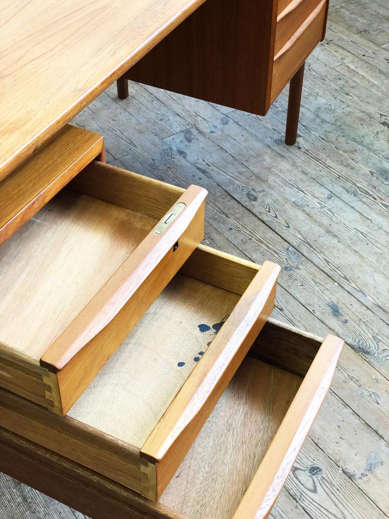 Mid-century danish teak desk by Peter Løvig Nielsen for Hedensted Møbelfabrik