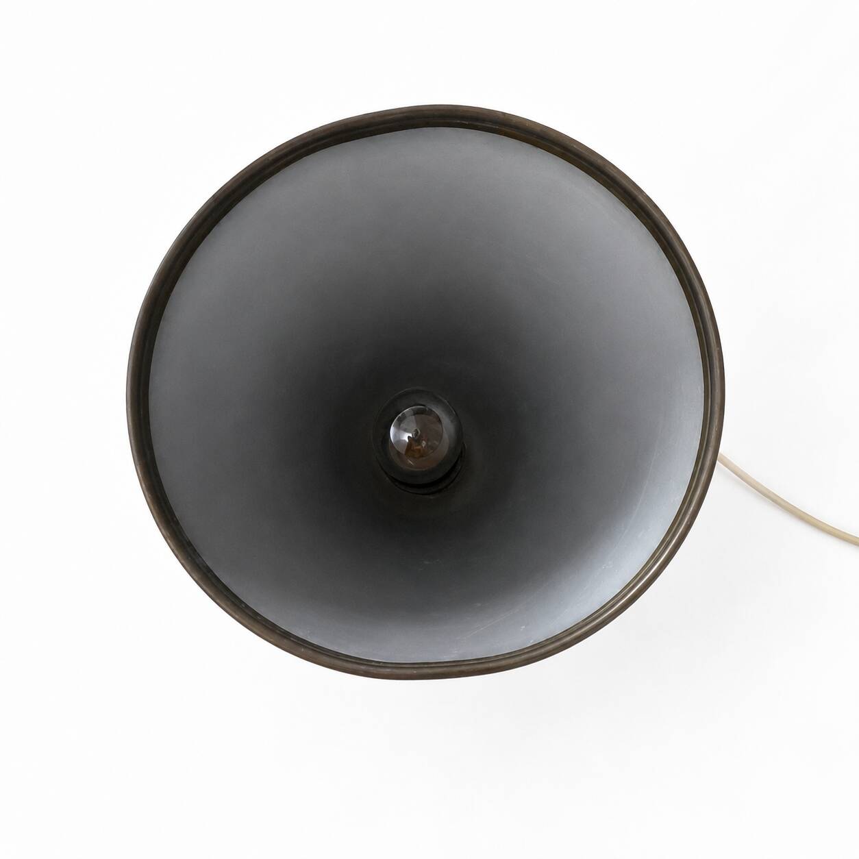 Small Conical Tripod Lamp in Sage Green and Brass Stilnovo Style 1950