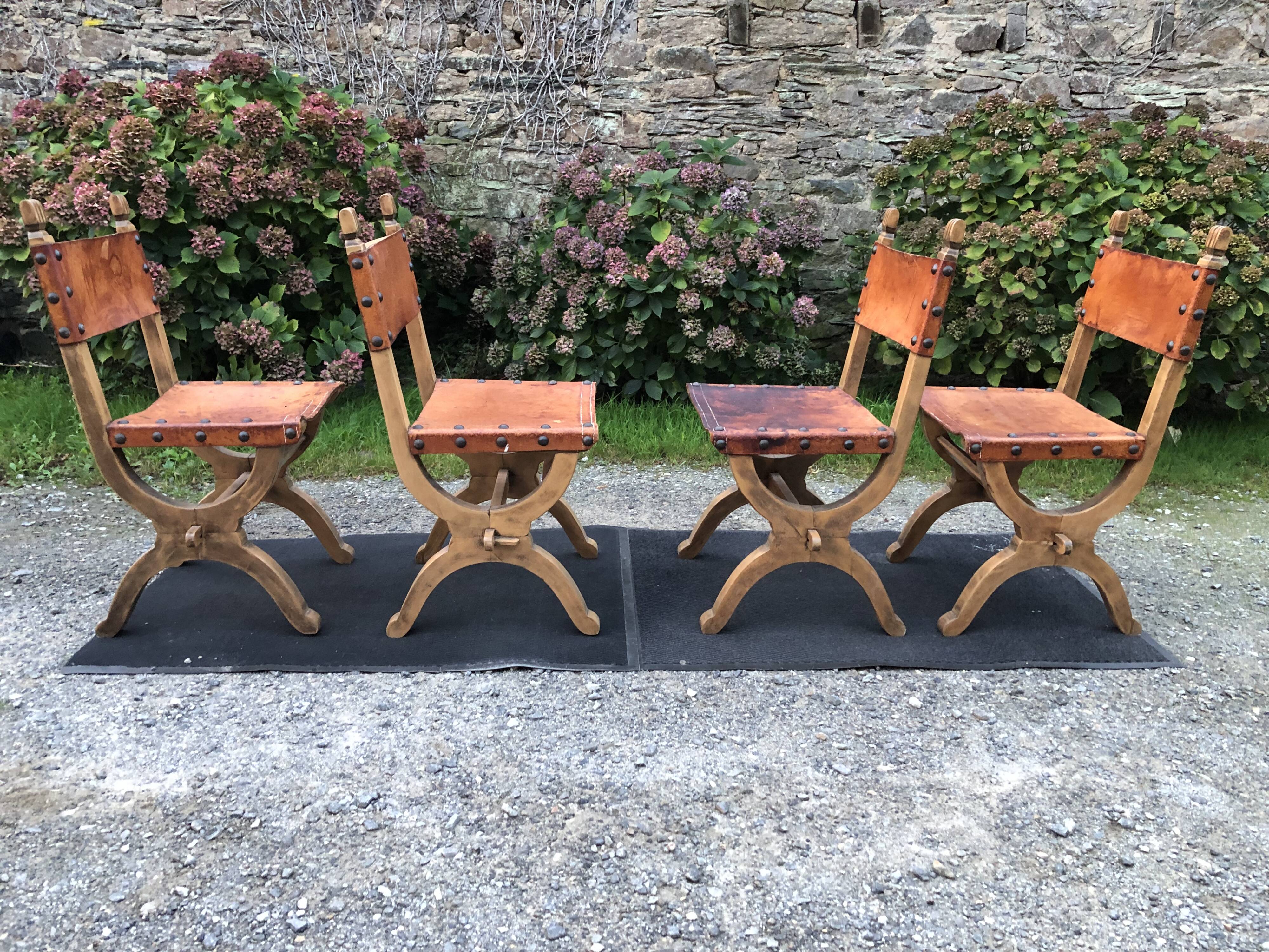 Set of 4 vintage brutalist chairs by Bram Sprij, Netherlands 1960s. in beech.