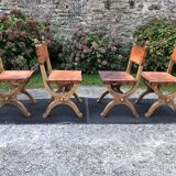Set of 4 vintage brutalist chairs by Bram Sprij, Netherlands 1960s. in beech.