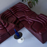 Terrazza Landscapes in Burgundy Leather by Ubald Klug for de Sede, 1970s, Set of 4