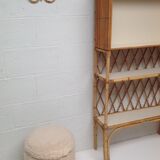 Bookcase shelf in bamboo and vintage rattan