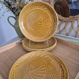 Gien earthenware fish service, 6 plates