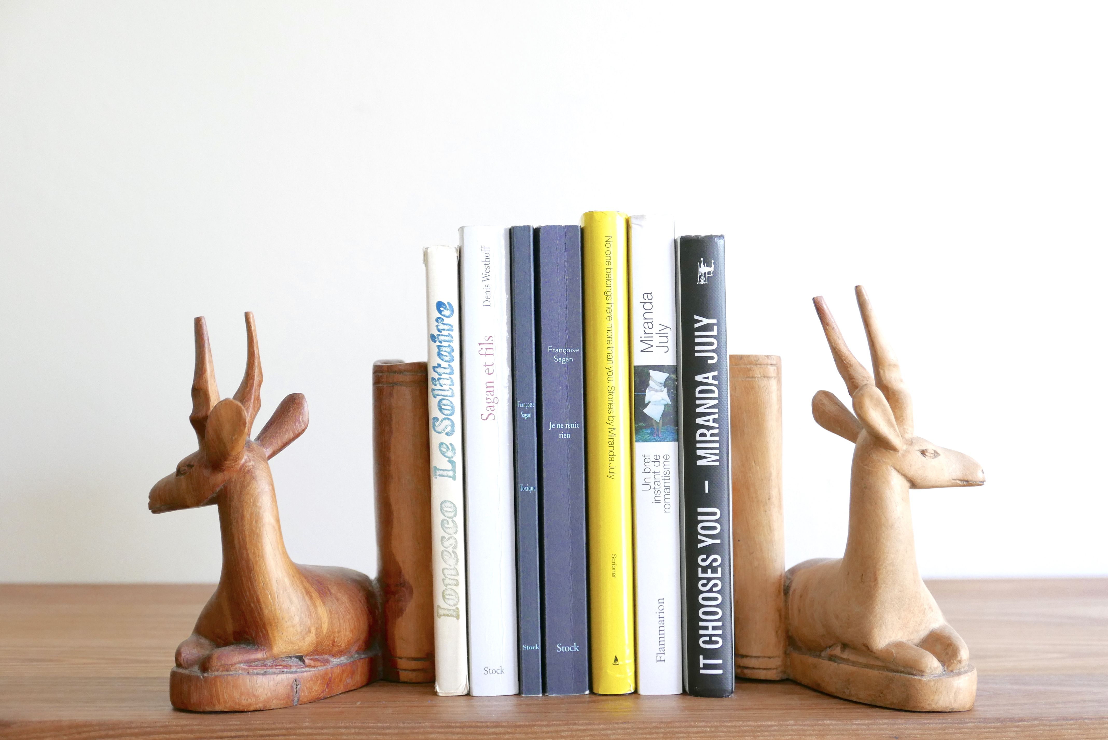 Bookends gazelles wooden carved early 1970s