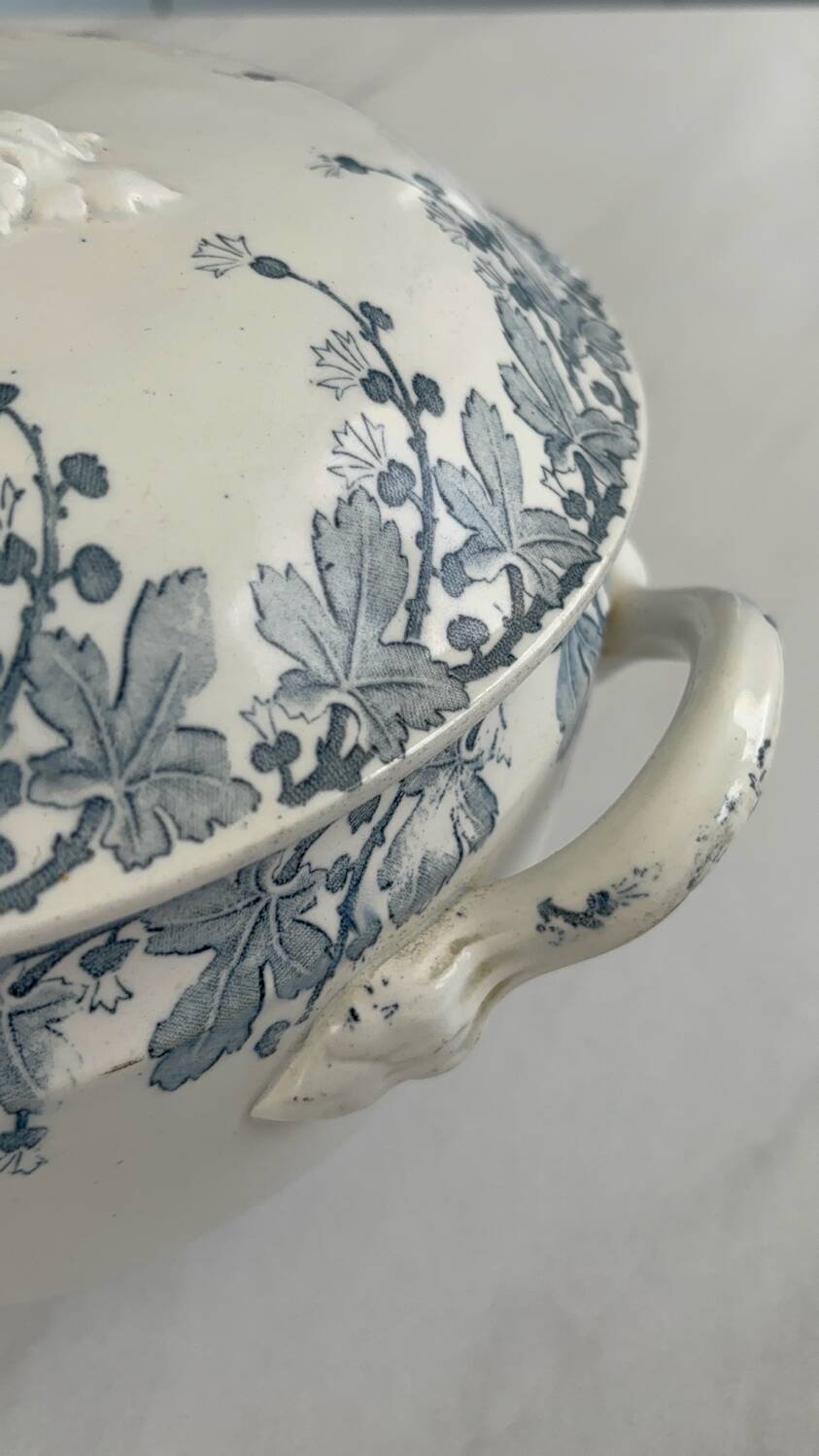 Lunéville Neva ironstone soup tureen – antique French earthenware decor