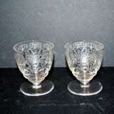 Set of 2 lulli crystal liqueur glasses signed baccarat art déco arabesque