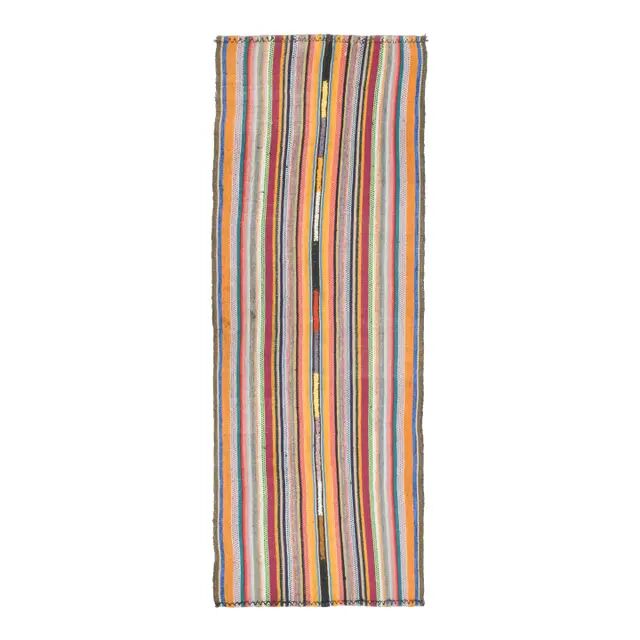 1970s Vintage Turkish Oushak Handmade Wool Cotton Orange Runner Rug  77x216